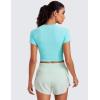 imageCRZ YOGA Seamless Crop Workout Tops for Women  Athletic Running Gym Yoga Short Sleeve Shirts BasicTurquoise
