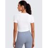 imageCRZ YOGA Seamless Crop Workout Tops for Women  Athletic Running Gym Yoga Short Sleeve Shirts BasicWhite