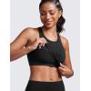 imageCRZ YOGA Seamless Ribbed High Neck Crop Tank Tops for Women  Longline Racerback Padded Sports BrasBlack