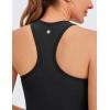 imageCRZ YOGA Seamless Ribbed High Neck Crop Tank Tops for Women  Longline Racerback Padded Sports BrasBlack