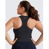 imageCRZ YOGA Seamless Ribbed High Neck Crop Tank Tops for Women  Longline Racerback Padded Sports BrasBlack