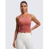 imageCRZ YOGA Seamless Ribbed High Neck Crop Tank Tops for Women  Longline Racerback Padded Sports BrasBriar Rose