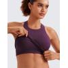imageCRZ YOGA Seamless Ribbed High Neck Crop Tank Tops for Women  Longline Racerback Padded Sports BrasDeep Purple