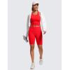 imageCRZ YOGA Seamless Ribbed High Neck Crop Tank Tops for Women  Longline Racerback Padded Sports BrasDeep Red