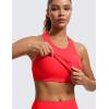 imageCRZ YOGA Seamless Ribbed High Neck Crop Tank Tops for Women  Longline Racerback Padded Sports BrasDeep Red