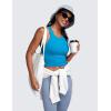 imageCRZ YOGA Seamless Ribbed High Neck Crop Tank Tops for Women  Longline Racerback Padded Sports BrasMadagascar Blue
