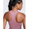 imageCRZ YOGA Seamless Ribbed High Neck Crop Tank Tops for Women  Longline Racerback Padded Sports BrasMisty Merlot Heather