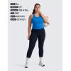 imageCRZ YOGA Seamless Ribbed High Neck Crop Tank Tops for Women  Longline Racerback Padded Sports BrasSparkle Blue