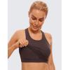 imageCRZ YOGA Seamless Ribbed High Neck Crop Tank Tops for Women  Longline Racerback Padded Sports BrasTaupe