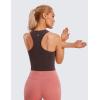 imageCRZ YOGA Seamless Ribbed High Neck Crop Tank Tops for Women  Longline Racerback Padded Sports BrasTaupe