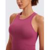 imageCRZ YOGA Seamless Ribbed High Neck Crop Tank Tops for Women  Longline Racerback Padded Sports BrasWashed Mauve