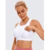 imageCRZ YOGA Seamless Ribbed High Neck Crop Tank Tops for Women  Longline Racerback Padded Sports BrasWhite