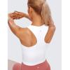 imageCRZ YOGA Seamless Ribbed High Neck Crop Tank Tops for Women  Longline Racerback Padded Sports BrasWhite