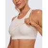 imageCRZ YOGA Seamless Ribbed High Neck Crop Tank Tops for Women  Longline Racerback Padded Sports BrasWhite Apricot