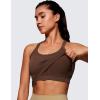 imageCRZ YOGA Seamless Ribbed Scoop Neck Tank Top for Women  Workout Racerback Padded Athletic Camisole with Built in BraCoffee Brown