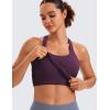 imageCRZ YOGA Seamless Ribbed Scoop Neck Tank Top for Women  Workout Racerback Padded Athletic Camisole with Built in BraDeep Purple