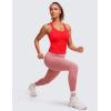 imageCRZ YOGA Seamless Ribbed Scoop Neck Tank Top for Women  Workout Racerback Padded Athletic Camisole with Built in BraDeep Red