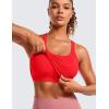 imageCRZ YOGA Seamless Ribbed Scoop Neck Tank Top for Women  Workout Racerback Padded Athletic Camisole with Built in BraDeep Red