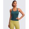 imageCRZ YOGA Seamless Ribbed Scoop Neck Tank Top for Women  Workout Racerback Padded Athletic Camisole with Built in BraGreen Jade