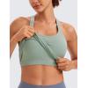 imageCRZ YOGA Seamless Ribbed Scoop Neck Tank Top for Women  Workout Racerback Padded Athletic Camisole with Built in BraGreen Palm Court