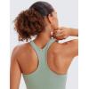 imageCRZ YOGA Seamless Ribbed Scoop Neck Tank Top for Women  Workout Racerback Padded Athletic Camisole with Built in BraGreen Palm Court