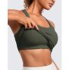 imageCRZ YOGA Seamless Ribbed Scoop Neck Tank Top for Women  Workout Racerback Padded Athletic Camisole with Built in BraOlive Green