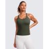 imageCRZ YOGA Seamless Ribbed Scoop Neck Tank Top for Women  Workout Racerback Padded Athletic Camisole with Built in BraOlive Green