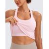 imageCRZ YOGA Seamless Ribbed Scoop Neck Tank Top for Women  Workout Racerback Padded Athletic Camisole with Built in BraStrawberry Pink
