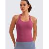 imageCRZ YOGA Seamless Ribbed Scoop Neck Tank Top for Women  Workout Racerback Padded Athletic Camisole with Built in BraWashed Mauve