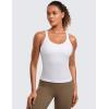 imageCRZ YOGA Seamless Ribbed Scoop Neck Tank Top for Women  Workout Racerback Padded Athletic Camisole with Built in BraWhite