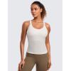 imageCRZ YOGA Seamless Ribbed Scoop Neck Tank Top for Women  Workout Racerback Padded Athletic Camisole with Built in BraWhite Apricot