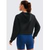 imageCRZ YOGA SoftAura Cropped Hoodies for Women  Long Sleeve Pullover Basic Workout Casual Hooded SweatshirtsBlack