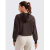 imageCRZ YOGA SoftAura Cropped Hoodies for Women  Long Sleeve Pullover Basic Workout Casual Hooded SweatshirtsHot Fudge Brown