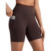 imageCRZ YOGA Butterbreeze Athletic Biker Shorts Pockets 6  High Waist Workout Gym Volleyball Running Yoga WomensHot Fudge Brown