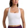 imageCRZ YOGA Butterlift Square Neck Crop Tank Tops for Women  Longline Racerback Sports Bras Yoga Cami Non PaddedWhite