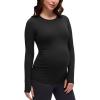 imageCRZ YOGA Butterluxe Maternity Crewneck Long Sleeve Shirts  Athletic Yoga Casual Pregnancy Womens Tee Tops Basic Layer SoftBlack