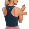 imageCRZ YOGA Seamless Ribbed High Neck Crop Tank Tops for Women  Longline Racerback Padded Sports BrasFrench Navy