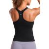 imageCRZ YOGA Seamless Ribbed Scoop Neck Tank Top for Women  Workout Racerback Padded Athletic Camisole with Built in BraBlack