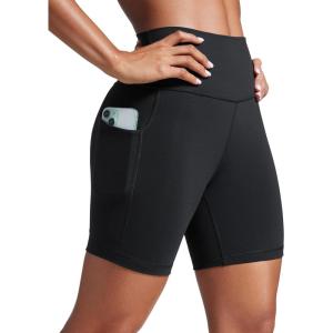 imageCRZ YOGA Butterbreeze Athletic Biker Shorts Pockets 6  High Waist Workout Gym Volleyball Running Yoga WomensBlack