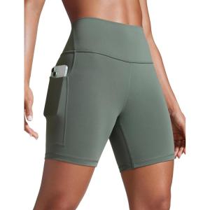 imageCRZ YOGA Butterbreeze Athletic Biker Shorts Pockets 6  High Waist Workout Gym Volleyball Running Yoga WomensGrey Sage
