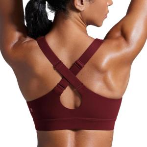 imageCRZ YOGA Butterbreeze Criss Cross Back Sports Bras for Women  V Neck Adjustable Straps Padded Workout Training Crop TopRed Merlot