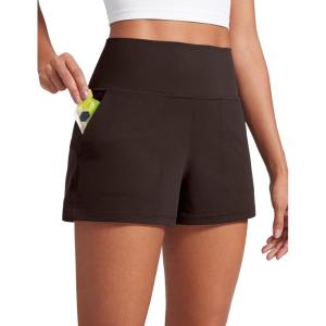 imageCRZ YOGA Butterlift Linerless Shorts for Women 3quot  High Waisted Comfy Yoga Casual Lounge Workout with PocketsHot Fudge Brown