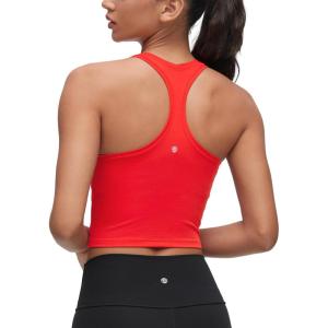 imageCRZ YOGA Butterluxe Crop Yoga Tank Tops for Women  Workout Athletic Casual Tight Scoop Neck Racerback Sleeveless ShirtsDeep Red