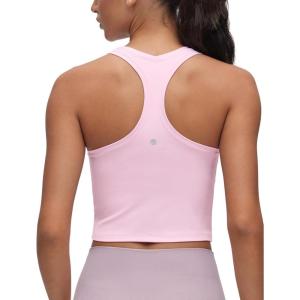 imageCRZ YOGA Butterluxe Crop Yoga Tank Tops for Women  Workout Athletic Casual Tight Scoop Neck Racerback Sleeveless ShirtsPink Peony