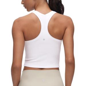 imageCRZ YOGA Butterluxe Crop Yoga Tank Tops for Women  Workout Athletic Casual Tight Scoop Neck Racerback Sleeveless ShirtsWhite