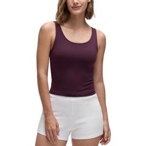 imageCRZ YOGA Butterluxe Double Lined Tank Tops for Women  Workout Casual Scoop Neck Racerback Crop Sleeveless ShirtDeep Purple