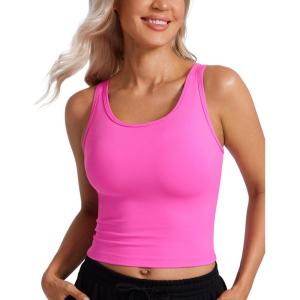 imageCRZ YOGA Butterluxe Double Lined Tank Tops for Women  Workout Casual Scoop Neck Racerback Crop Sleeveless ShirtLight Purple