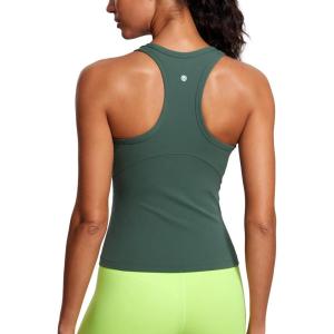 imageCRZ YOGA Butterluxe High Neck Tank Tops for Women  Yoga Workout Athletic Gym Camisole Racerback Sleeveless ShirtsDark Forest Green