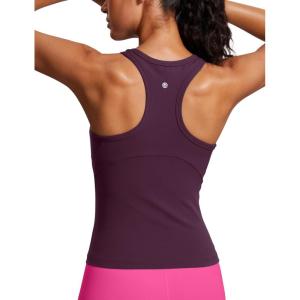 imageCRZ YOGA Butterluxe High Neck Tank Tops for Women  Yoga Workout Athletic Gym Camisole Racerback Sleeveless ShirtsDeep Purple