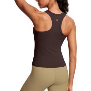 imageCRZ YOGA Butterluxe High Neck Tank Tops for Women  Yoga Workout Athletic Gym Camisole Racerback Sleeveless ShirtsHot Fudge Brown